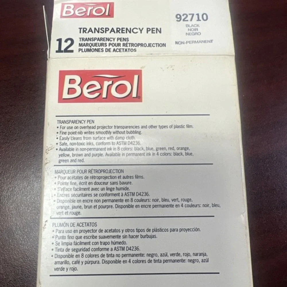 Lot Of 2 VTG Berol Transparency Pens Black‎ Non-permanent 1992 New Old Stock